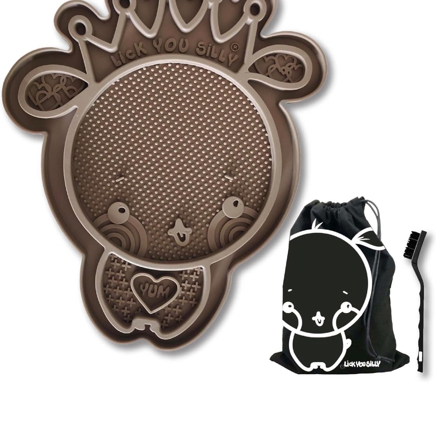 Lick You Silly Silicone Crown Lick Mat w/ Mesh Storage bag and Brush