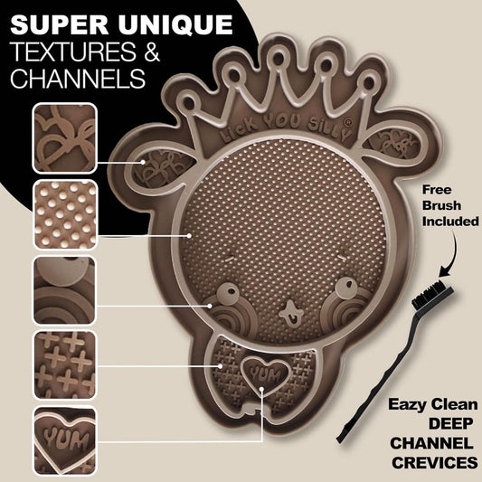 Lick You Silly Silicone Crown Lick Mat w/ Mesh Storage bag and Brush