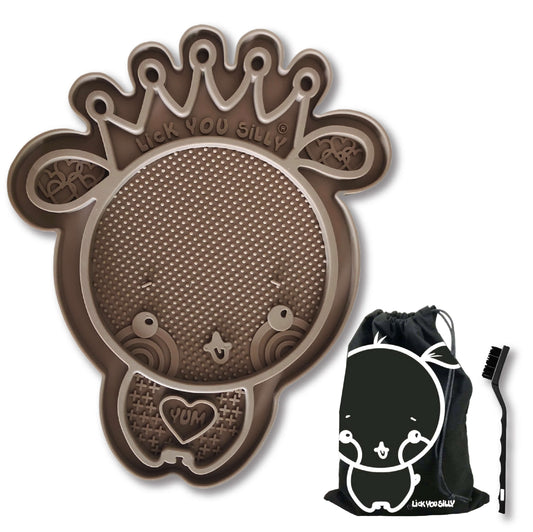 Lick You Silly Silicone Crown Lick Mat w/ Mesh Storage bag and Brush