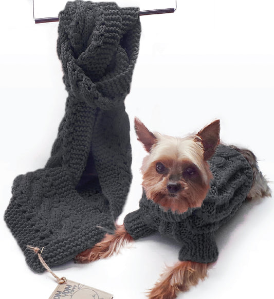 The combo- A Sweater for your pup and a Scarf for you - Lick You Silly Pet Products Shop